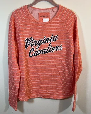 Camp‎ David Women’s Orange Striped Virginia Cavaliers Sweatshirt Medium NWT thumbnail 1