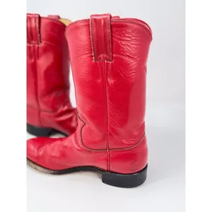 Justin Womens Western Boots Red Leather Mid Calf Pull On Cowgirl Roper US 5.5 B thumbnail 6