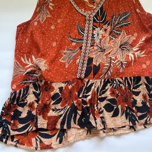 Patrons of Peace sleeveless embroidered floral ruffle hem boho tank, size medium thumbnail 5