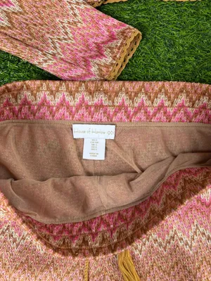 House of Harlow 1960 Pink and Camel Zigzag Knit Set thumbnail 5