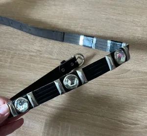 Black Studded belt Strap with Crystal Accents thumbnail 1