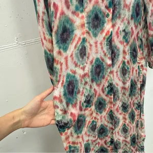 NWT Aldo Martins Capjuluca Greta Ikat Midi Dress Multi Color Button Front Size L thumbnail 5