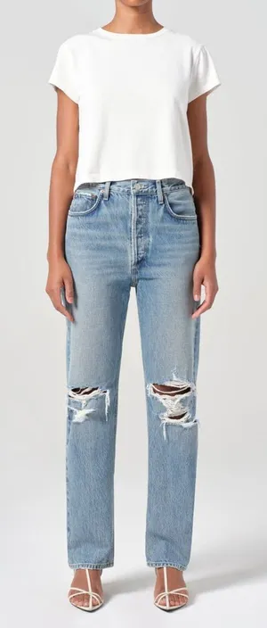 AGOLDE 90's Pinch Waist‎ Backdrop Distressed High Rise Straight Jeans 27 thumbnail 1