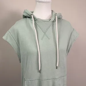 Everlane Organic Cotton Short Sleeve Hoodie Sage Green Small French Terry thumbnail 4