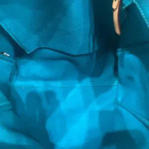 Vintage Rare Kate Spade Aqua turquoise Yo OKO Gold Canvas Bag thumbnail 4