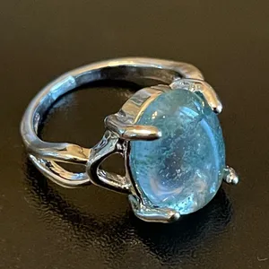 Greenish opal S925 silver ring size 5.25 thumbnail 2