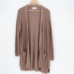 Gap Cardigan Sweater Women Medium Brown Knit Open Front Pockets Side Slit Ribbed thumbnail 2