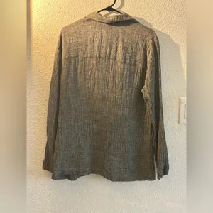 Ellen Tracy Linen Blend Top Size 12 Minimalist Classic Office Business Natural thumbnail 3
