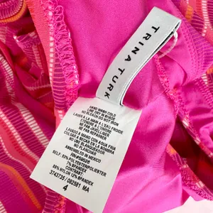 Trina Turk Marai Swim Top One Shoulder Ruffle Pink Striped Padded Beach US 4 NWT thumbnail 6