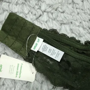 Aerie Animal Lace Padded Halter Bralette Size Small Olive Green Lined thumbnail 5