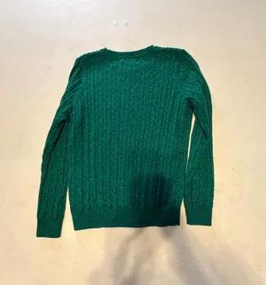 Kim Rogers Petite Emerald Green Cable Knit Crewneck Sweater Size PM thumbnail 2