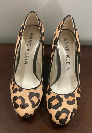 Anne Klein Heels Leopard Fur Leather Upper Size 8 thumbnail 1