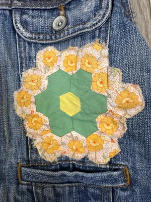 Mossimo Denim Denim Vest Patchwork Floral Distressed M Button Front thumbnail 8