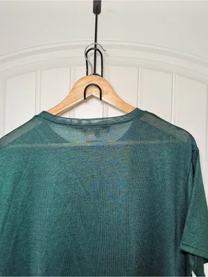Fore Women’s Small Emerald Green Metallic Five Points Top Festival Indie Sleaze thumbnail 9