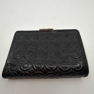 Coach Signature Embossed Black Patent Leather Wallet thumbnail 3