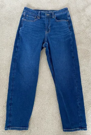 Dark Wash American Eagle Mom Jeans Stretch thumbnail 1