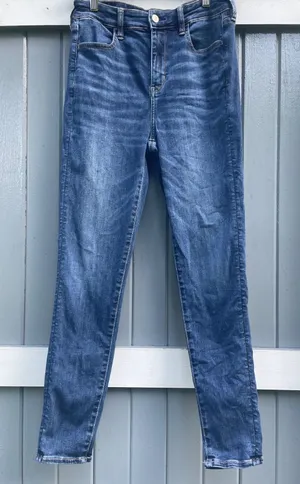 American Eagle High Rise Jegging Womens 10‎ Regular Blue Stretch Denim Jeans thumbnail 1