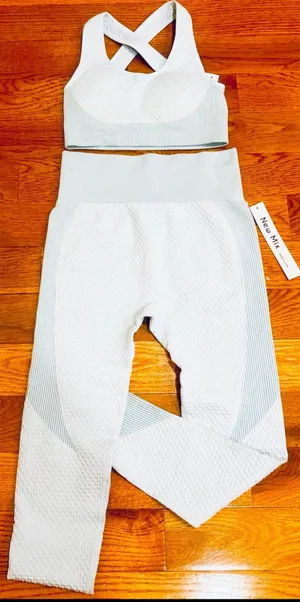 New Mix blue Seamless Outfit Workout Set Gym,Fitness Sports,Running SEXY set M thumbnail 6