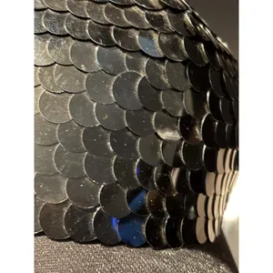 Black Large Disc Sequin Mermaid Scale Snapback Baseball Cap Metallic Sparkle Hat thumbnail 3