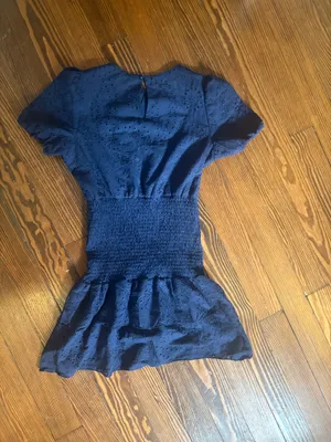 puff sleeve eyelet smocked mini dress thumbnail 2