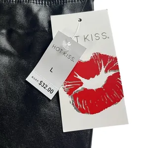 Hot Kiss Women's Black Faux Leather Pants Size L Mid Rise Skinny Pull On Stretch Leggings thumbnail 4
