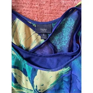 Mossimo Blue & Green Watercolor Chiffon Sleeveless Maxi Dress With Slip S thumbnail 2