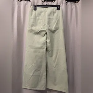 Zara Light Green High Rise Wide Leg Cropped Jeans Size 4 thumbnail 6