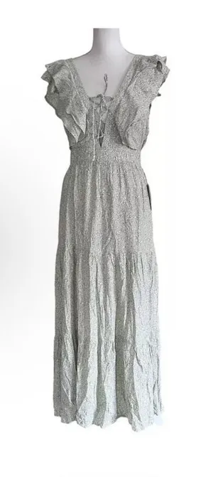 Lulus‎ Romance In Bloom Floral Ruffled Tiered Midi Dress Size Small Prairie thumbnail 1