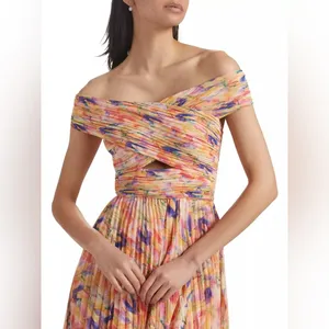 ASTR Leonara Off Shoulder Maxi Dress Peach Multi One Size NWT thumbnail 8