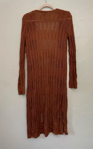 Long Sleeve Loose Knit Sweater Orange Size M thumbnail 2