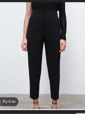 Zara Black Cropped High-Waist Slim Pants thumbnail 2