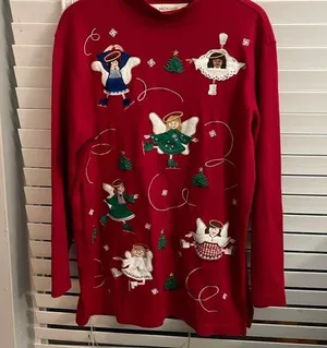 Angel Christmas sweater size medium Red thumbnail 1