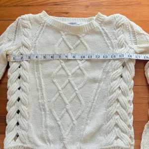 DIANE VON FURSTENBERG Knit Crochet Cream Sweater‎ size Petite - S thumbnail 3