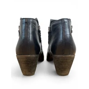 Frye Judith Black Leather Heeled Ankle Bootie Double Zip Women's Size 6 1/2 6.5 thumbnail 4