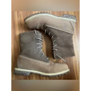 Timberland Authentics Waterproof Roll-Top Boots Brown Nubuck Women's Size 8 thumbnail 3