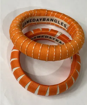 GAMEDAY BANGLES Orange Ribbon Wrapped Bangle Bracelet Lot Set 2 Skinny TN thumbnail 1