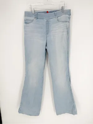 Spanx Pull On Light Wash High-Rise Flare Jeans Women's XL Light Blue Boho thumbnail 2
