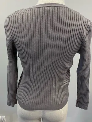 Honeydew USA Gray Ribbed up V-Neck Button Front Cardigan thumbnail 6