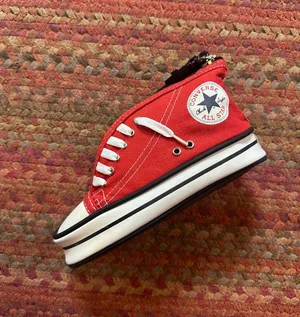 Converse Red Canvas High-Top Coin Purse with White Accents keychain thumbnail 1