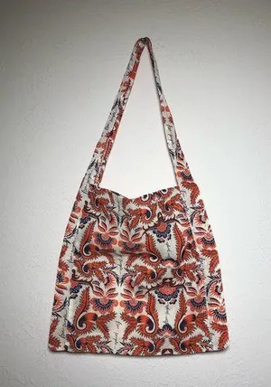 Free People Orange and Navy Blue Reusable Tote Bag thumbnail 1
