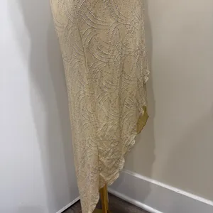 Y2K Anna Bella Gold Silver Glitter Halter Asymmetrical Hem Midi Dress Small Hoco thumbnail 5
