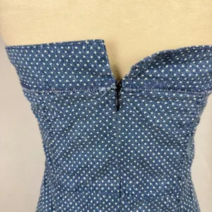 American Eagle Strapless Mini Dress Womens Small Polka Dot Denim Tube Blue thumbnail 5