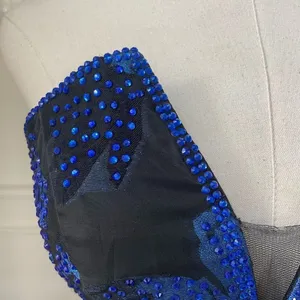 Ellie Wilde Formal Bandeau Crop Top Bustier Cobalt Blue Black 4 thumbnail 3