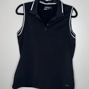Nike Golf Tour Performance Womens Size Large Black V-Neck Sleeveless Polo Shirt thumbnail 2