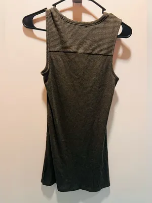Dynamite Women Petite Small Fall Olive Green Ribbed Knit Sleeveless Tunic Top thumbnail 2