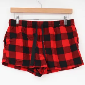 Stars Above Pajama Shorts Womens S Perfectly Cozy Flannel Red Buffalo Plaid thumbnail 2
