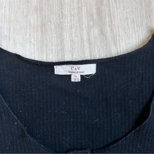 Chelsea & Violet Black Ribbed Cropped Long Sleeve Top thumbnail 3