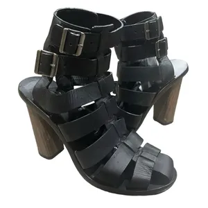 Vince Sandals Caged Strappy Nicolette Womens 5.5M Black Leather Block High Heel thumbnail 12