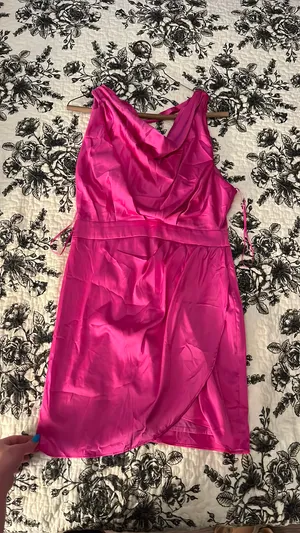 Pink satin mini dress thumbnail 2