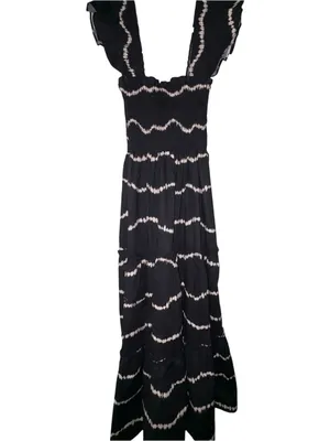 The Lulo Project Sunset Print Smocked Stretch Cotton Maxi Dress Medium NWT thumbnail 7